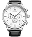 BINGER Date 24 Hr Watch Online Stopwatch Chronograph Watches For Men Black Leather Strap Luminous