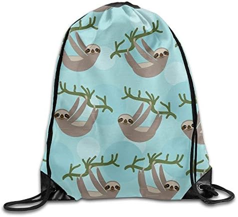 Three Toed Sloth On Green Branch Gym Drawstring Backpack Unisex Portable Sack Bags