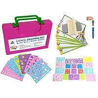 Drawing Stencil Set for Kids - 45 Piece, Unique Plastic Stencil Kit, 350+ Shapes & Designs | Ultimate DIY Arts & Crafts, Creative & Educational Travel Activity | Ideal Toy Gift Boys & Girls Ages 3+