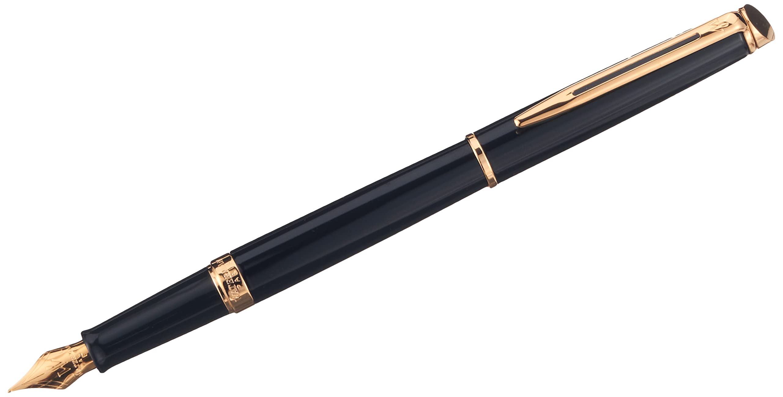 Waterman Hémisphère Fountain Pen | Gloss Black with 23k Gold Trim | Fine Nib | Blue Ink | Gift Box