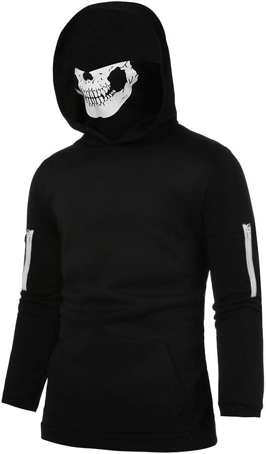 WaiiMak Fashion Tops for Men - Hipster Hip Hop Hoodie Side Zipper T Shirts