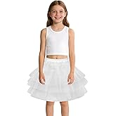 Girls Tulle Petticoat Underskirt for Dresses 3-Layer Crinoline Slip | Dance Flower Girls Multiple Layers Puffy Breathable Crinolina Elastic Waist Party Wedding Pageant Dress Up Kinds Daily Formal