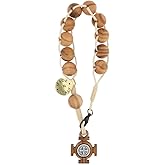 Vatican Imports 8mm Saint Benedict Benito One Decade Rosary | Genuine Olive Wood Beads for Men | Christian Jewelry