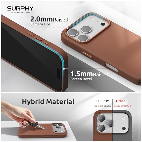 SURPHY PU Leather Case for iPhone 17 Pro MAX (6.9") Case Compatible with MagSafe, Leather Case with Precise Cutouts, Brown