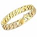 Davieslee Mens Womens Chain Hiphop Iced Out Miami Curb Cuban Gold Plated Bracelet Necklace with Clear Rhinestones