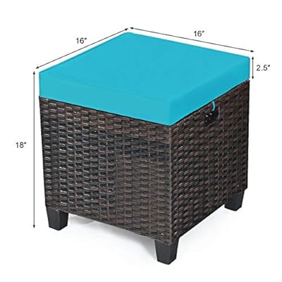 Tangkula 2 Pieces Outdoor Patio Ottoman, All Weather Rattan Wicker Ottoman Seat, Patio Rattan Furniture, Outdoor… 51pj0VY515L