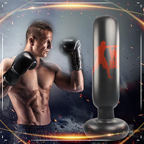 Beauenty Inflatable Punching Bag With Stand for Kids - Free Standing Boxing Bag for Karate, Taekwondo, De-stress - With Air Pump Boxing Set (160cm)