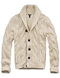 Mens Cali Holi Cable Knit Shawl Collar Cardigan Style Sweater Beige US XXL