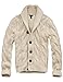 CALI HOLI Mens Cable Knit Shawl Collar Cardigan Style Sweater Beige