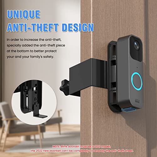 Adjustable Blink Doorbell Camera Mount (2nd Gen) - No-Drill Anti-Theft Mount For Apartments, 45-135° Angle