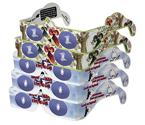 3D Christmas Glasses - Holiday Specs Eyes - SNOWMAN & Fluttering ANGELS - Transform Christmas Lights Into Magical Images - 5 Pairs by 3Dstereo Holiday Eyes Glasses
