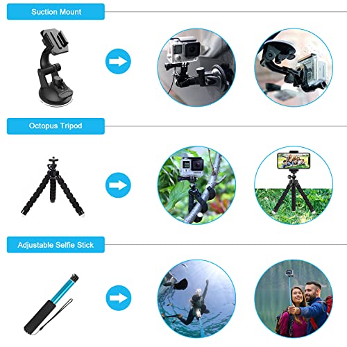 Artman Upgraded Action Camera Accessories Kit Compatible with GoPro Hero 11 10 9 8 7 6 5 Black