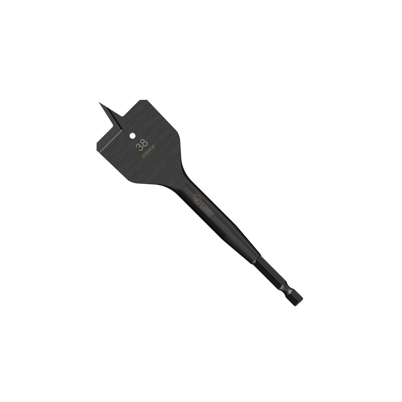 1 x SabreCut SCRIW38_1 38mm x 152mm Impact Rated Flat Wood Spade Bit for Softwood Hardwood Chipboard