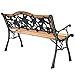 50'' Patio Park Garden Bench, Weather Proof Porch Path Chair, 470BLS Bearing Capacity Outdoor Furniture with Wood Frame, Rugged Durable Cast Iron Structure
