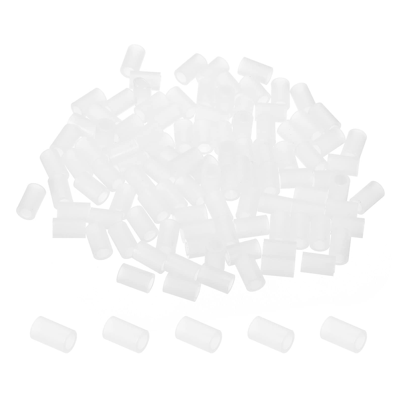 PATIKIL 3.2mm ID x 5mm OD x 8mm L Round Spacers Washers, 100 Pack Nylon Standoff Gaskets for M3 Hardware Screws Bolts for 3D Printer Electrical Outlet, White