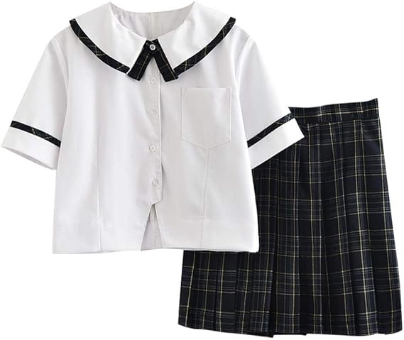 Amazon Jk 女子高生 制服セット半袖 白い 2点セット可愛い 女子制服 学生服 仮装 本格制服 文化祭 学園祭 コスチューム コスプレ 仮装 通販