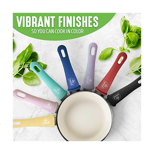 GreenLife Soft Grip Non-Stick 16 Piece Cookware Pots and Pans Set, PFAS Free, Diswasher Safe, Turquoise