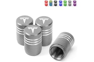 KARTONMOTOR 4PCS Premium Tire Valve Stem Caps,Aluminum Alloy Valve Stem Cap Decorative Accessory,Compatible with Tesla Model 3 Y X S,Universal for Cars,SUVs,Bike,Motorcycles,Trucks (Titanium)