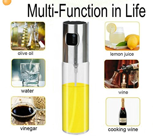 Olive Oil Sprayer, Food-grade Glass Oil Spray Bottle Oil Misters Vinegar Bottle Oil Dispenser for Cooking, BBQ, Salad, Kitchen Baking, Roasting, Frying, 3.42 oz