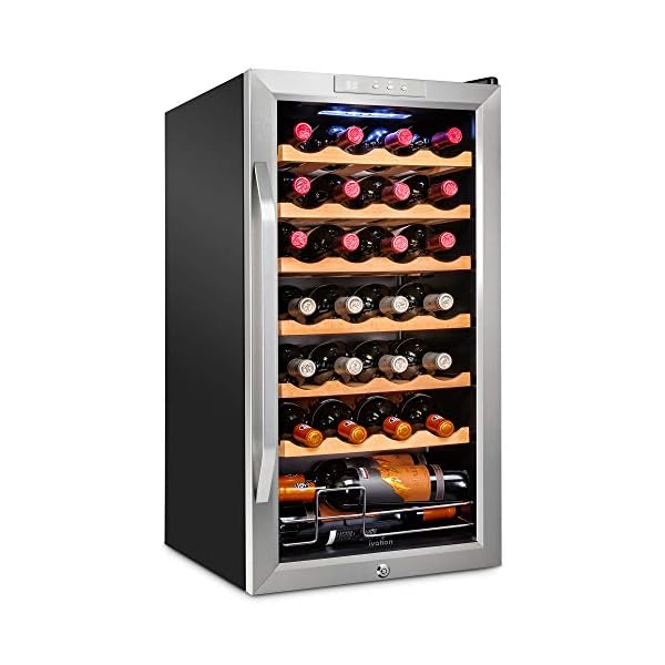 Ivation-28-Bottle-Compressor-Wine-Cooler-Refrigerator-wLock-Large-Freestanding-Wine-Cellar-For-Red-White-Champagne-or-Sparkling-Wine-41f-64f-Digital-Temperature-Control-Fridge-Stainless-Steel