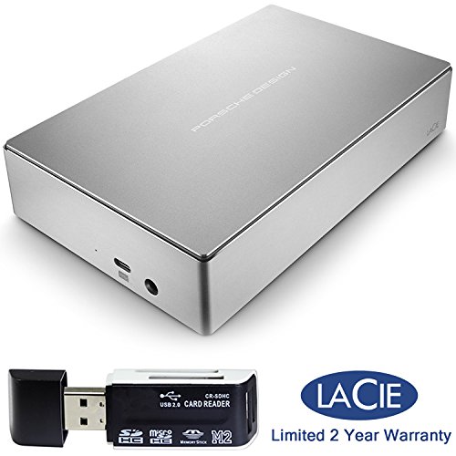 LaCie Porsche Design 5TB USB-C Desktop Hard Drive, Silver STFE5000101 / STFE5000100 Memory Card Reader