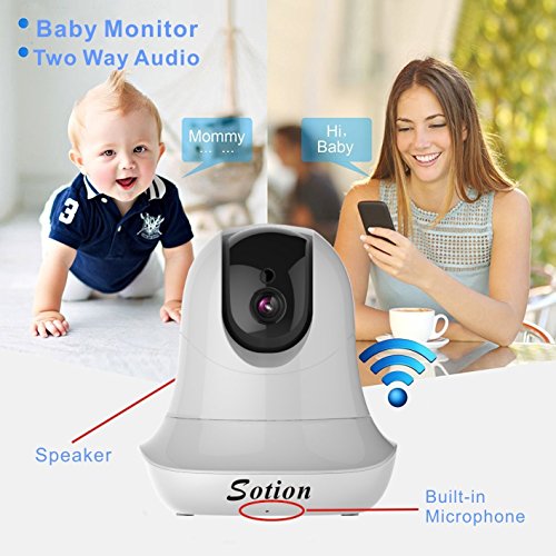 Sotion 960P Security WiFi Wireless Internet Network IP Surveillance Video Home/Indoor Camera System, Sotion Baby and Pet Monitor with Pan and Tilt, Two Way Audio, Motion Detection & Night Vision