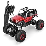 SZJJX RC Cars 1/18 Scale 4WD High Speed Vehicle 12MPH+ 2.4Ghz Radio Remote Control Off Road Racing Monster Trucks Fast Electric Race Desert Buggy with LED Light Vision Metal Shell Red