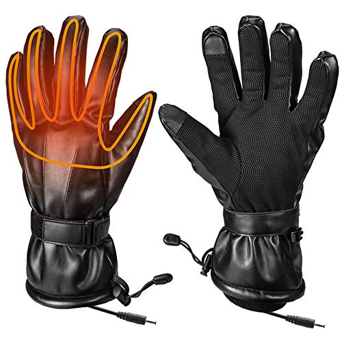 Heated Gloves for Men Fingers Hands Warmer for Ski Motorcycle Hiking Hunting Electric Heated Gloves Windproof Waterproof for Winter Powered by USB Power Bank Battery Heated Glovesï¼ˆno Include Batteryï¼‰