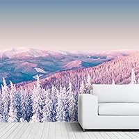 Wall Mural Winter Landscape in Snow Forest Removable Self-Adhesive Wallpaper Wall Decoration for Bedroom Living Room - 66x96 inches