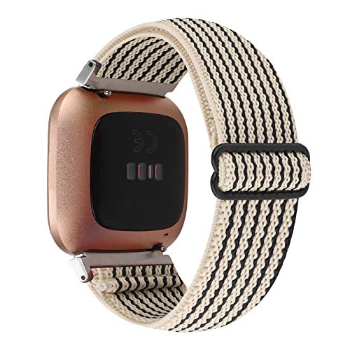 Adjustment Elastic Watch Band Compatible with Fitbit Versa/Versa 2/Versa Lite Special Edition for Women Men Nylon Stretchy Strap Wristband for Fitbit Versa Smart Watch