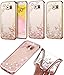 Galaxy S7 Edge Case, Ebest Glitter Electroplate Bumper Bling Butterfly Garden Soft TPU Silicone Flip Back Cover Case for Samsung Galaxy S7 Edge, Gold Bumper Pink Flower