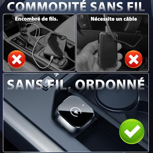 AINIFREE Adaptateur CarPlay sans Fil, Mini CarPlay et Android Auto 2 en 1, USB-A/C, Plug & Play, Connexion Automatique, Mise à Niveau 2025, Compatible with iPhone and Android