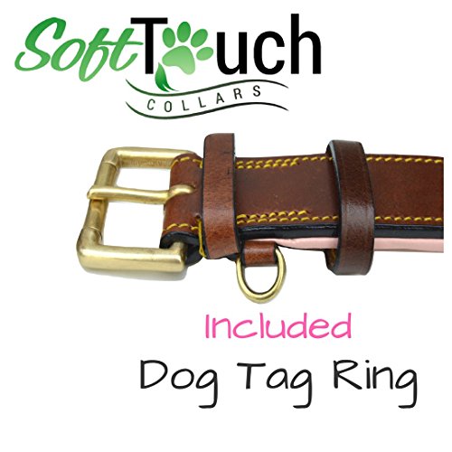Soft Touch Collars Padded Leather Dog Collar, Large Brown with Light Pink Padding, Real Genuine Leather, 24" Long x 1.5" Wide, Fits Neck Size 18" to 21" Inches - Thumbnail 6