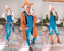 luvamia Women's Casual Distressed Adjustable Denim
