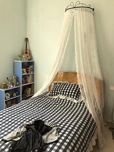 KQCNIFVNKLM Princess bed canopy,European wrought iron bedspread mosquito net drapery curtain decorative crown netting curtains-E