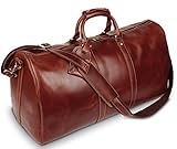 Baigio Genuine Leather Duffle Tote Bag image large