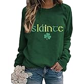 Ykomow St Patricks Day Sweatshirt Women Long Sleeve Leopard Shamrock St. patricks Shirts Tees