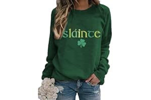 Ykomow St Patricks Day Sweatshirt Women Long Sleeve Leopard Shamrock St. patricks Shirts Tees