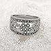Mytys Antiqued Hollowed Flower Black Marcasite Crystal Band Rings(9)