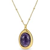 YXYOUGOU Natural Crystal Pendant Necklace for Women Healing | 18K Gold Plated Chunky Stone Necklace Spiritual Gemstone Jewelry
