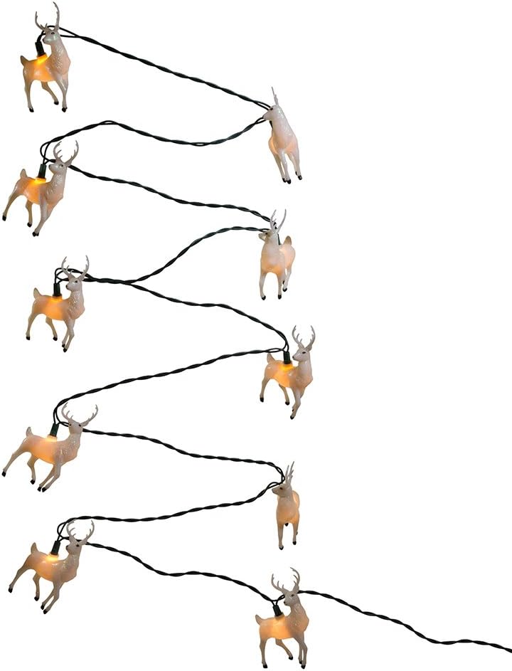 Kurt Adler UL 10-Light Glitter Reindeer Light Set, White