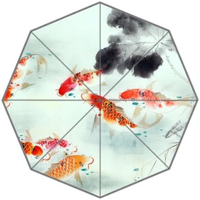 Red Yellow Koi Fishes Chinese Painting Print Umbrella