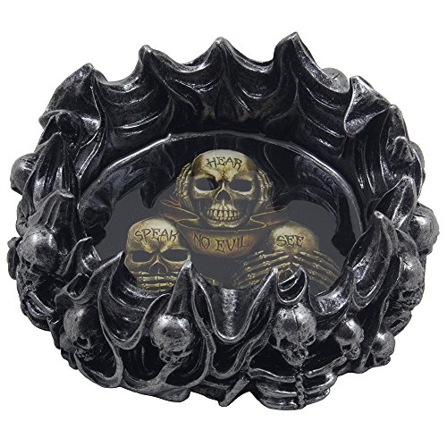 UPC 812566023092, No Evil Skeleton Skulls Ashtray in Metallic Look for Scary Halloween Decorations and Spooky Gothic Smoking Room or Bar Decor As Gifts for Smokers