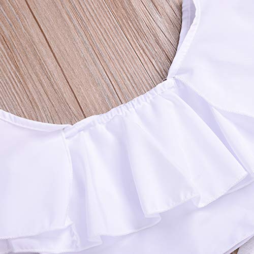 Kids Baby Girls Outfits Floral Ruffle Off Shoulder Crop Tops + Bowknot Denim Shorts Skirt Set Toddler Summer Clothes (Black Striped, 2-3 Years)