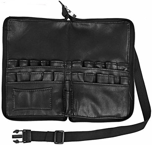 Ayuthaya 28 Pockets Makeup Brush Apron Bags Artist Belt Strap Holder Women Cosmetic PU leather Bag Organizer Black Zipper Case.