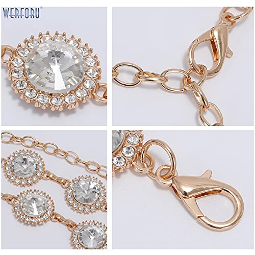 Ladies Rhinestone Belt Cute Fashion Crystal Waist Chain for Dress Shiny Golden Chain Belt for Women and Girls Summer Beach Belly Waist Chain
