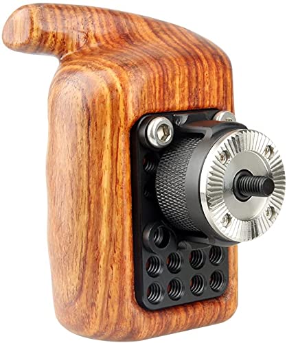 NICEYRIG Wooden Handle Grip with ARRI Rosette for Sony Nikon Canon Camera Cage Shoulder Mount Support Rig System (Left)