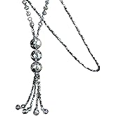 ABJFJE Hand Knotted Beads Endless Long Statement Necklace Glass Beads Ball Long Beaded Tassel Necklace Fashion Jewelry for Women Gift