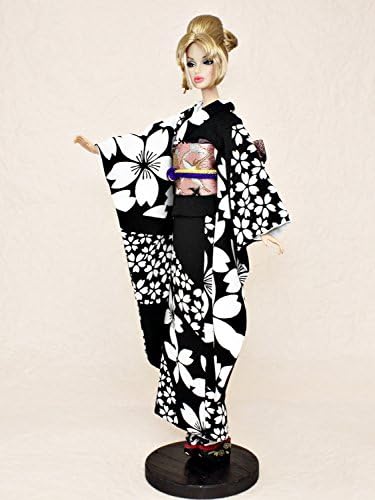 Black SAKURA Frisode kimono,Fashion Royalty 12in. Integrity,Japan