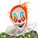 Halloween Haunters Animated Hanging Scary Circus Clown Prop Decoration - Spooky Blue, Green, Red Flashing LED Eyes & Collar - Battery Operated